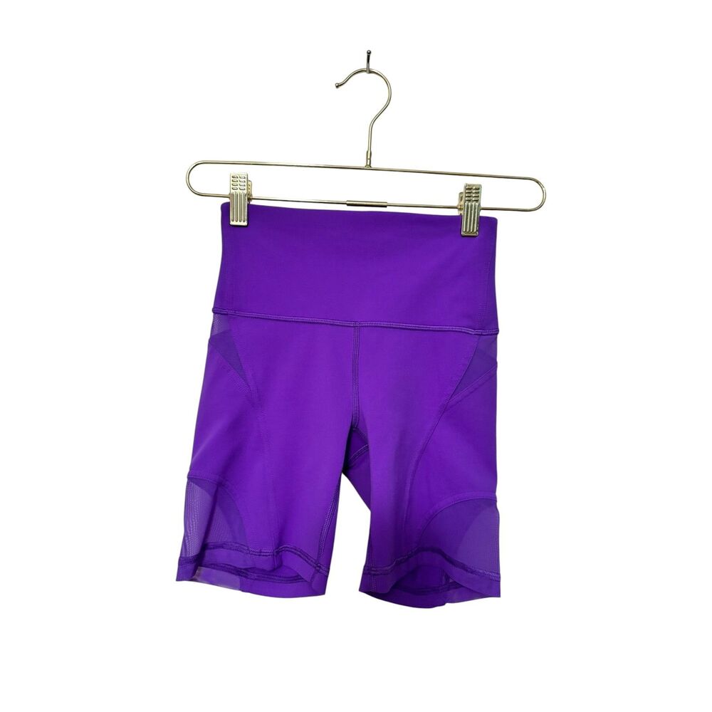 Lululemon Wunder Train Mesh Panel High-Rise Short 6" Purple Women 2 Activewear